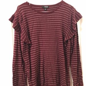 Ruffle shoulder long sleeve top